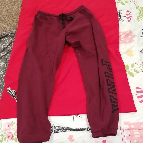Maroon and black size medium womens sweatpants by pink - Picture 1 of 4